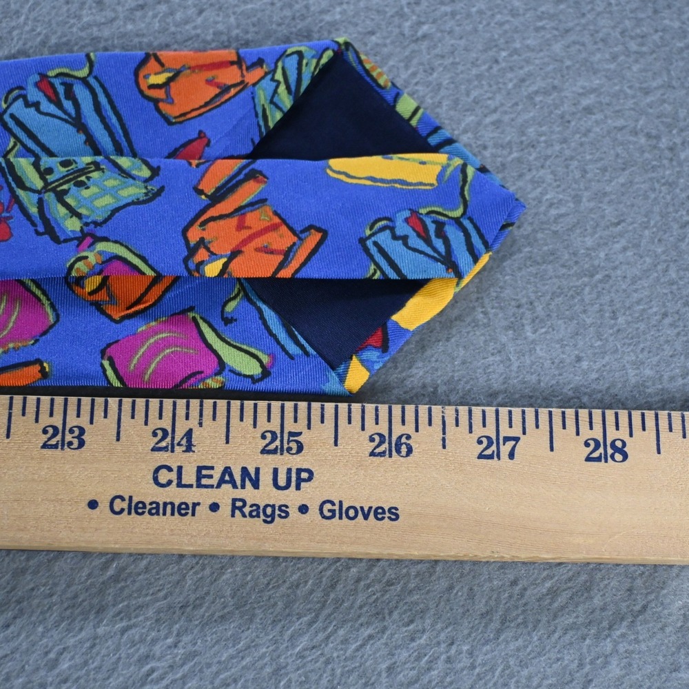 Gap Mens Vintage 90s Novelty Jacket Print Italian Silk Tie OS Blue Multicolor - Picture 6 of 7